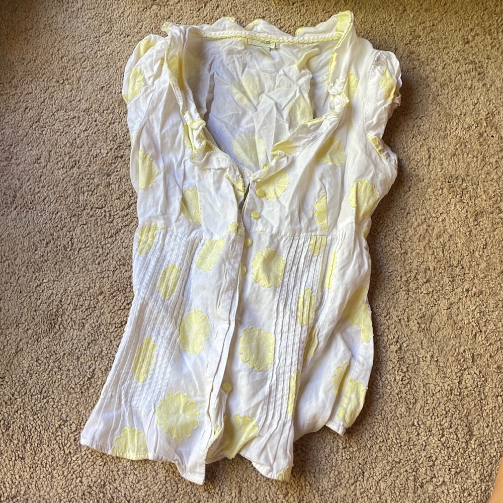 Odille Anthropologie Floral Embroidered Vintage, Cottagecore Style Blouse